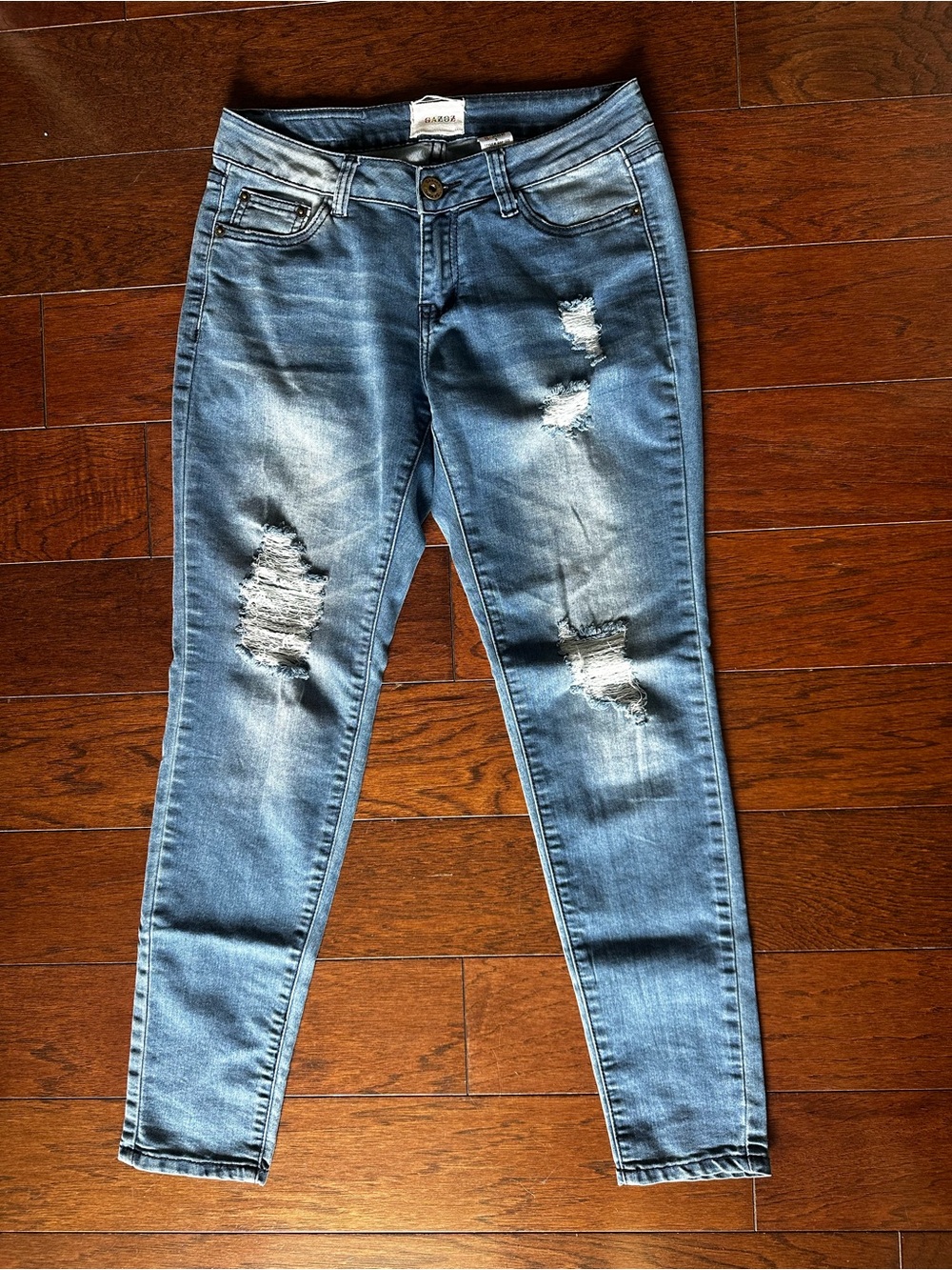 Gazoz Women’s Medium Blue Distressed Skinny Jeans